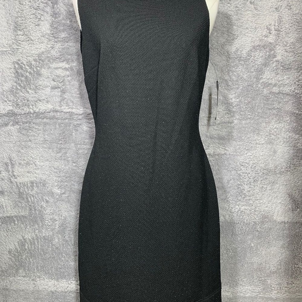 American Living Sheath Dress Womens 4 Black Metallic Funnel Neck‎ Sleeveless New